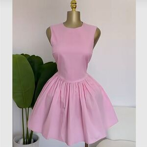NWT ZARA SHORT gabardine corset voluminous pink dress